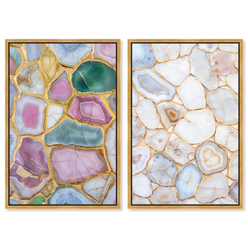 Golden Luxe Minimalist Set Geode Acrylic Print by Art Remedy, 54" H x 36" W