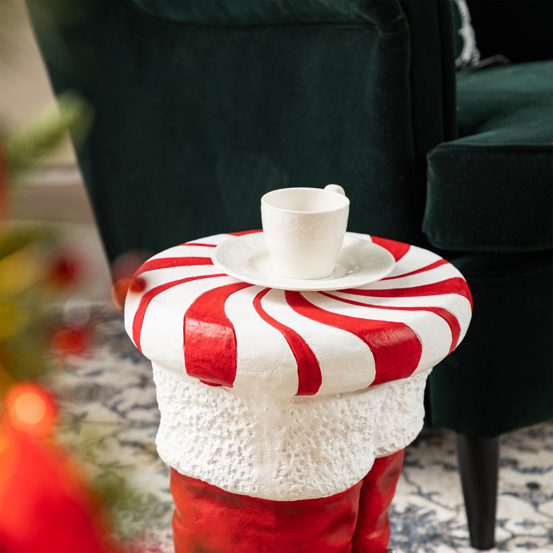 Tabouret ou table d'appoint 14,5 "H Christmas MGO Peppermint