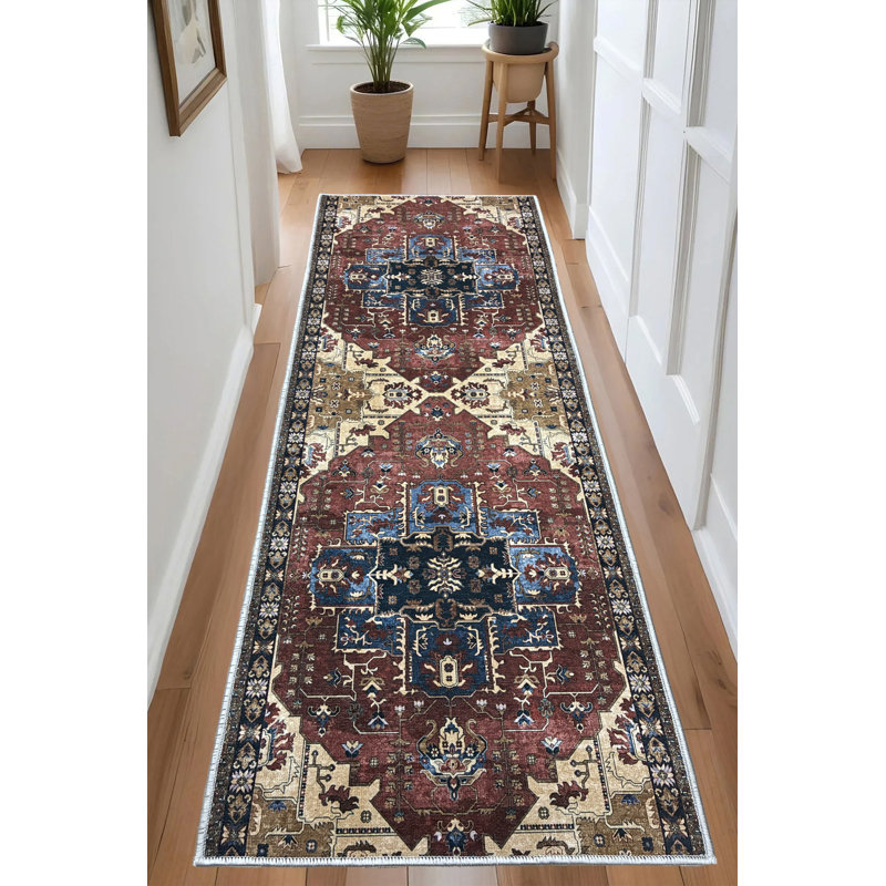 Custom Size Anti Slip Low Profile Meander Gray Rug, Runner 2'2" x 17'