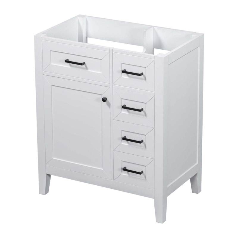 (Base seulement) Meuble-lavabo avec tiroirs 30 po sans lavabo, Blanc