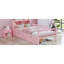 Lit simple rose avec garde-corps stables et tiroirs de rangement pratiques et spacieux-130080257
