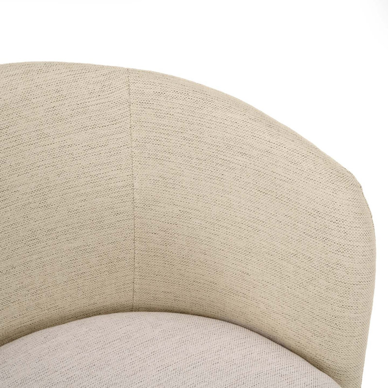 Upholstered Swivel Barrel Chair, Cream Beige Linen