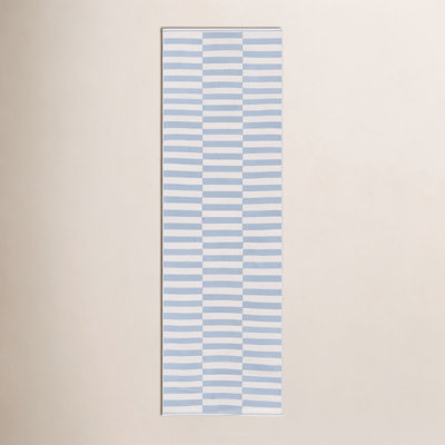 Ilona Ivory Light Blue Striped Cotton Rug