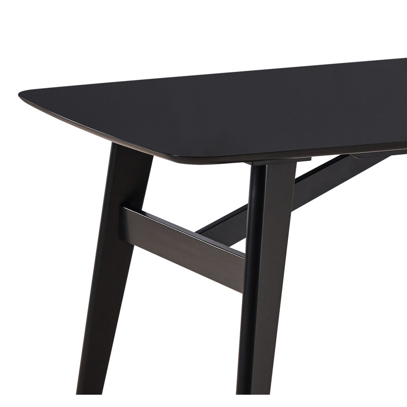 Table de salle à manger fixe noire avec placage en bois d'hévéa Limite de poids de 35 po de profondeur 71 po de largeur 30 po de hauteur 100 lb