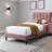 Small Bedroom Twin Size Bed Channel Tufted Adjustable Warm Pink Linen Upholstered Bed Frame With Middle Support Legs
