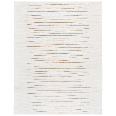 Peacham Hand Woven Wool/Jute Striped Rug in Natural/Ivory