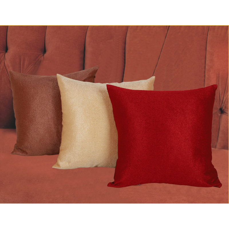 Brown Polyester Embroidered Square Hypoallergenic Pillow Cover