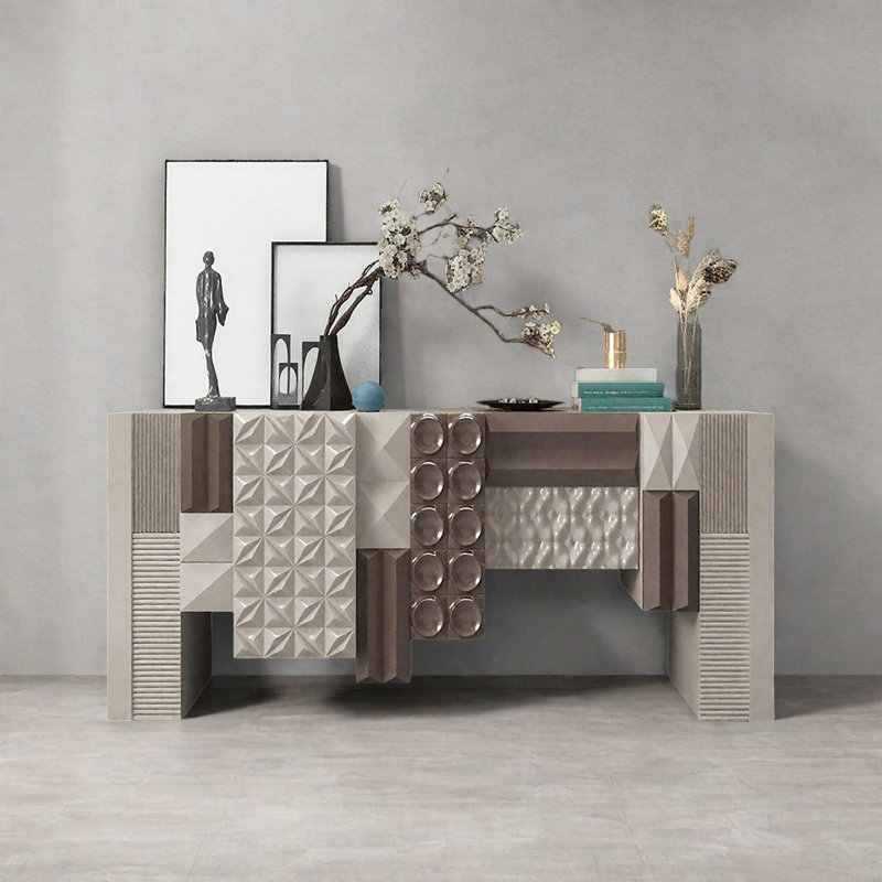 Console Modern Minimalist Art Design, Beige, H 31,5 po x l 62,99 po x P 15,75 po