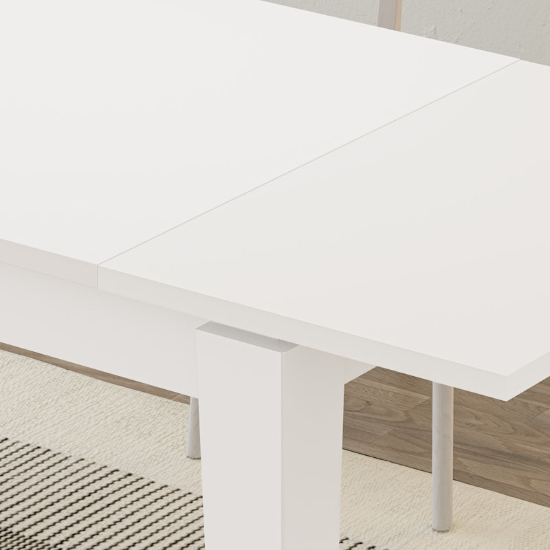 Tolmen Rectangular Extendable Dining Table - 120 to 170 cm, White, 75cm H x 190cm L x 80cm D