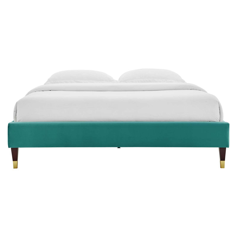 Structure de lit Harlow Performance, Grand, Tissage uni bleu sarcelle