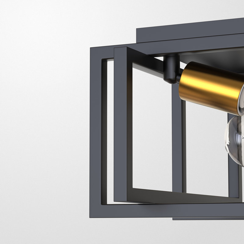 Juanesha Flush Mount, Matte Black/Gold