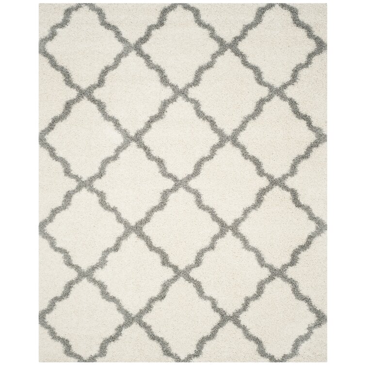 House of Hampton® Alonnah Flatweave Performance Ivory/Dark Gray