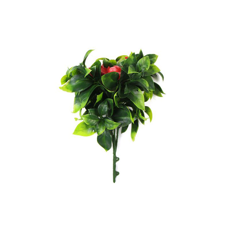 UV Resistant Artificial Flower Stems Leaf Design 30cm Faux Foliage Tree, Red