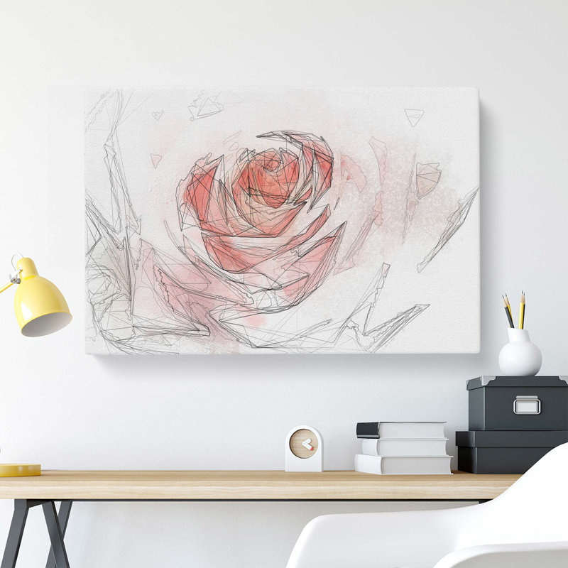Pale Pink Rose in Abstract - Wrapped Canvas, 40cm H x 60cm W x 3cm D