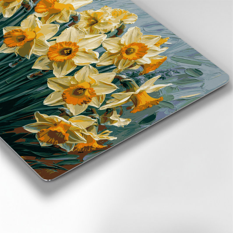 Art mural en métal jonquilles botaniques, H 132 po x l 168 po x P 0,05 po