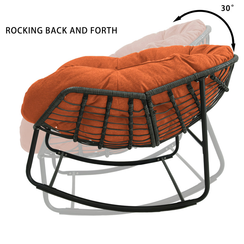 Chaise d'extérieur Cini, Orange, Blanc/naturel