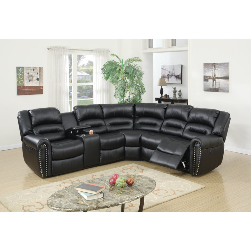 Macarthur Faux Leather Reclining L-Shaped Sectional Symmetrical