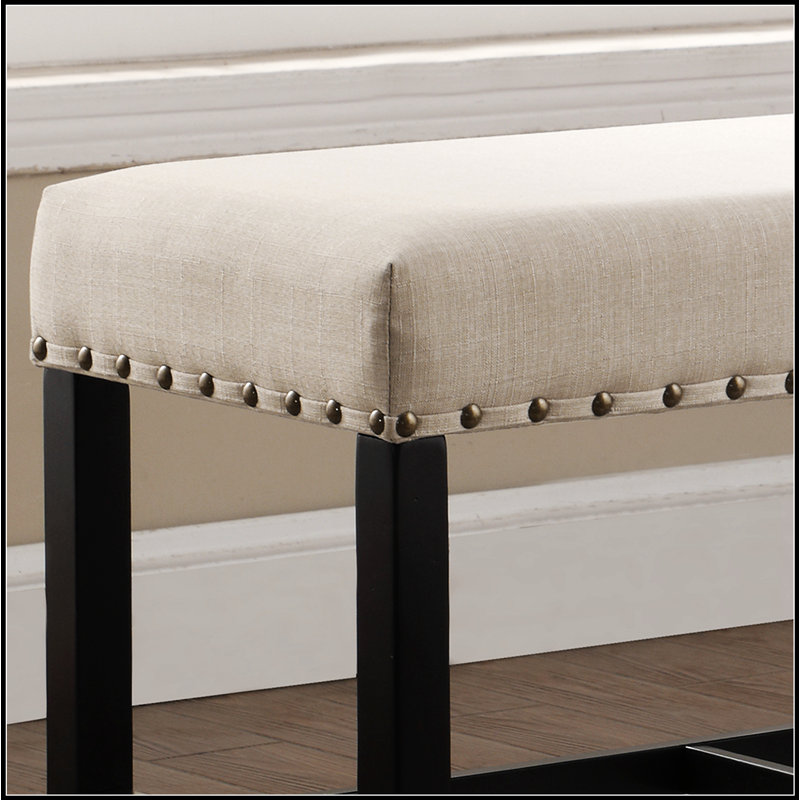 Banc de salle à manger à hauteur de comptoir en tissu Biony, Tanné