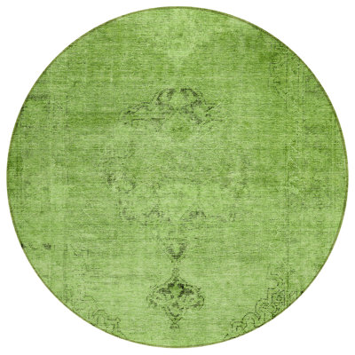 Tapis d'intérieur rond rond lavable vert et vert olive HomeRoots 8 pi