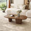 Table basse 47,4 "moderne brune pour salon avec trois pieds, placage en bois massif-1102077270