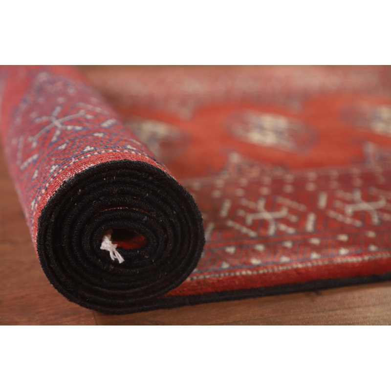 Tapis traditionnel rouge à motif géométrique 3 x 10