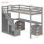 Lit mezzanine en bois avec bureau, 2 commodes et éclairage DEL - Lit de rangement peu encombrant -1846463955-1846463959
