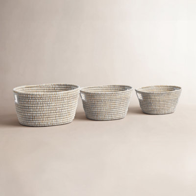 Vira Handmade Coastal Seagrass Decorative Basket - Set of 3