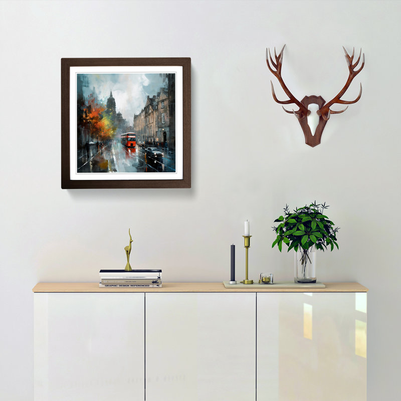City Of Edinburgh Impressionism No.1 - Single Picture Frame Print on Wood, Walnut