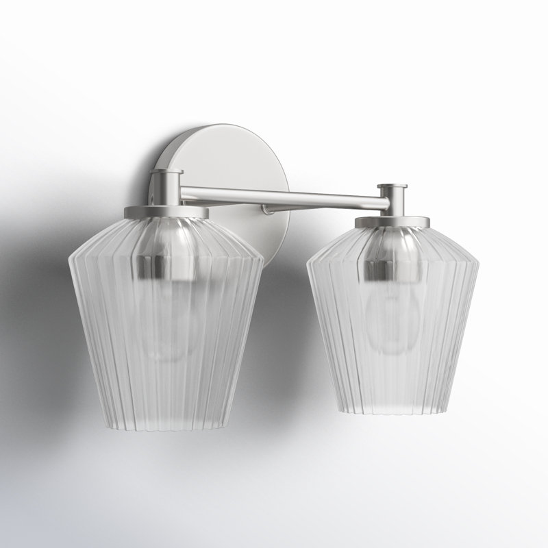 Depner 2 Light Ribbed Dimmable Vanity Light, Brushed Nickel