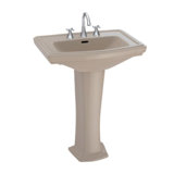 Clayton 27" Tall Vitreous China Rectangular Pedestal Bathroom Sink with Overflow