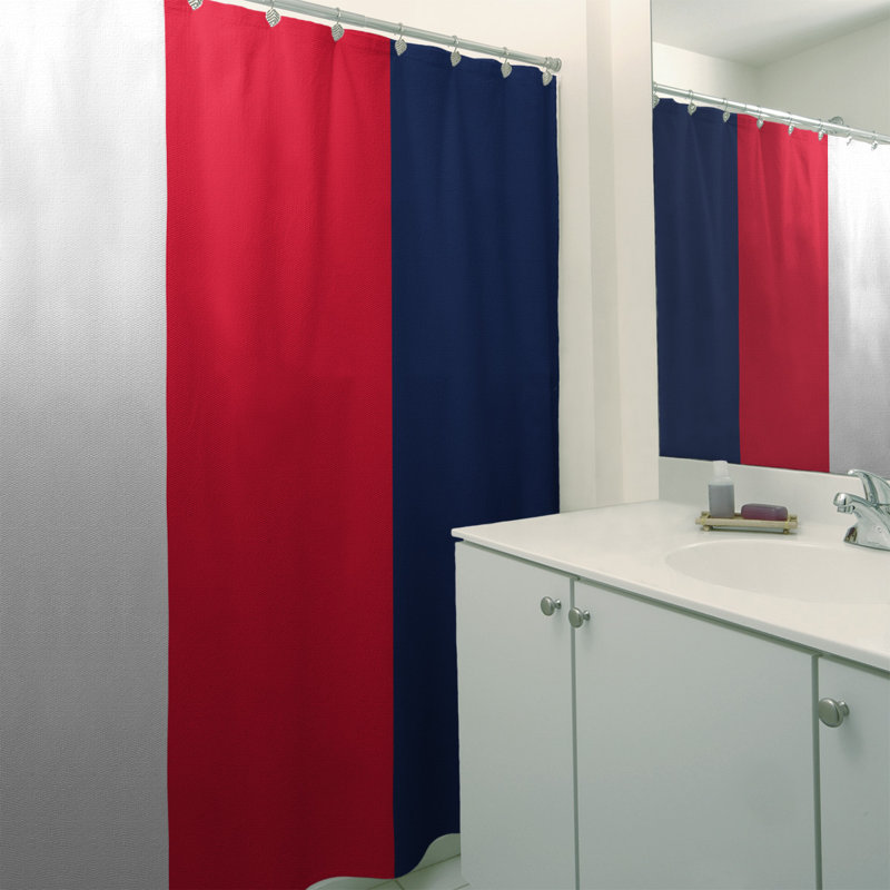 Single Shower Curtain, White/Red/Navy
