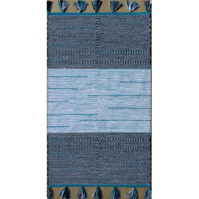 Tapis bleu/blanc tissé à la main Parker