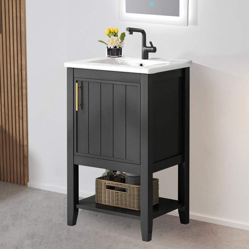 Meuble-lavabo de salle de bain 20 "avec lavabo, Noir