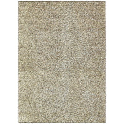 9' X 12' Ivory Abstract Washable Indoor Outdoor Area Rug