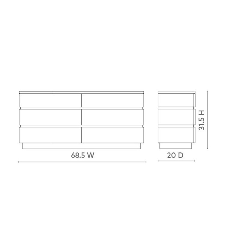 Vanessa 6 - Drawer Solid Wood Dresser
