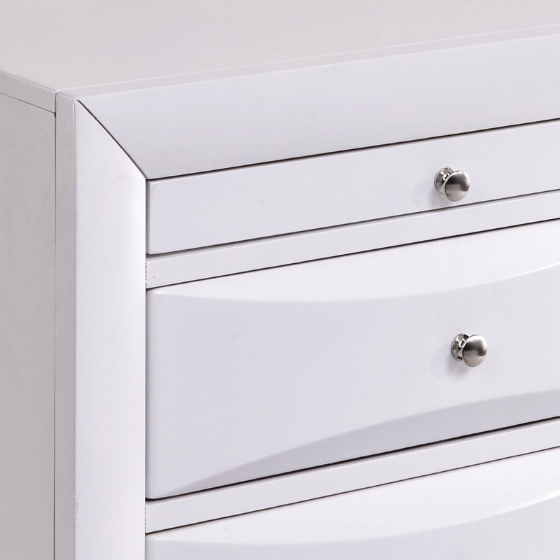 Table de chevet avec 2 tiroirs, Blanc