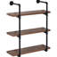 Étagère rustique 3 tuyaux rustique brun, étagère murale pour chambre à coucher, salon. Gain de place. Peut contenir des livres, des plantes. Décor polyvalent. L 31,5 po x P 11,75 po x H 37,5 po. Capacité de 33 lb par tablette