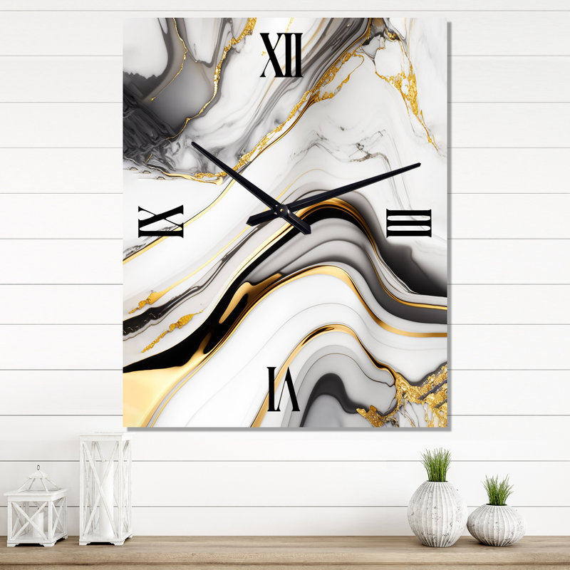 Horloge murale abstraite Geode Marble Waves IV, H 40 po x l 30 po x P 1 po