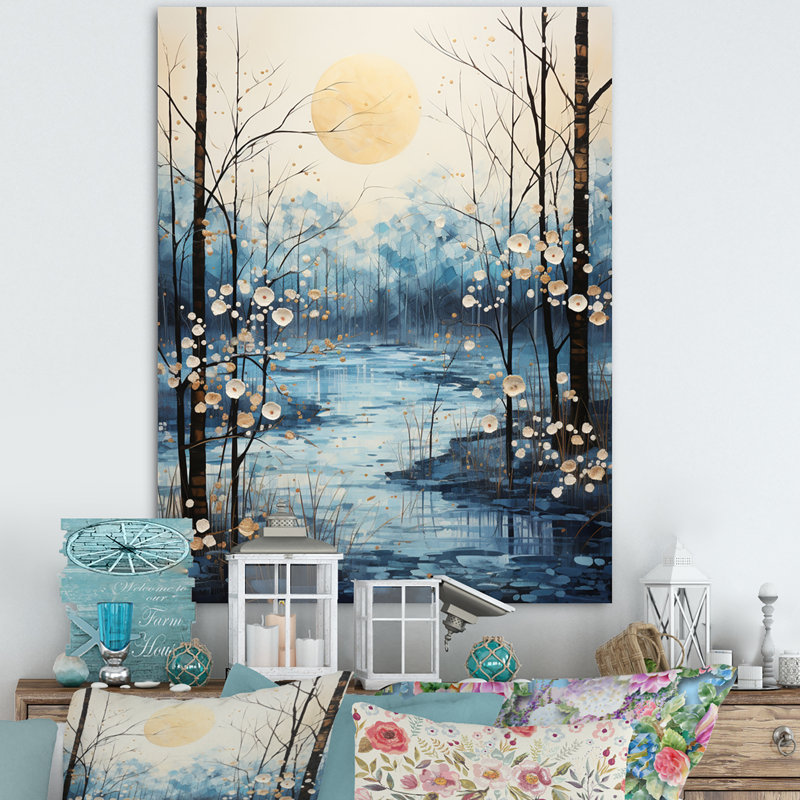 Birch Woods Winter Moonrise II, H 20 po x l 12 po x P 1 po, Toile tendue