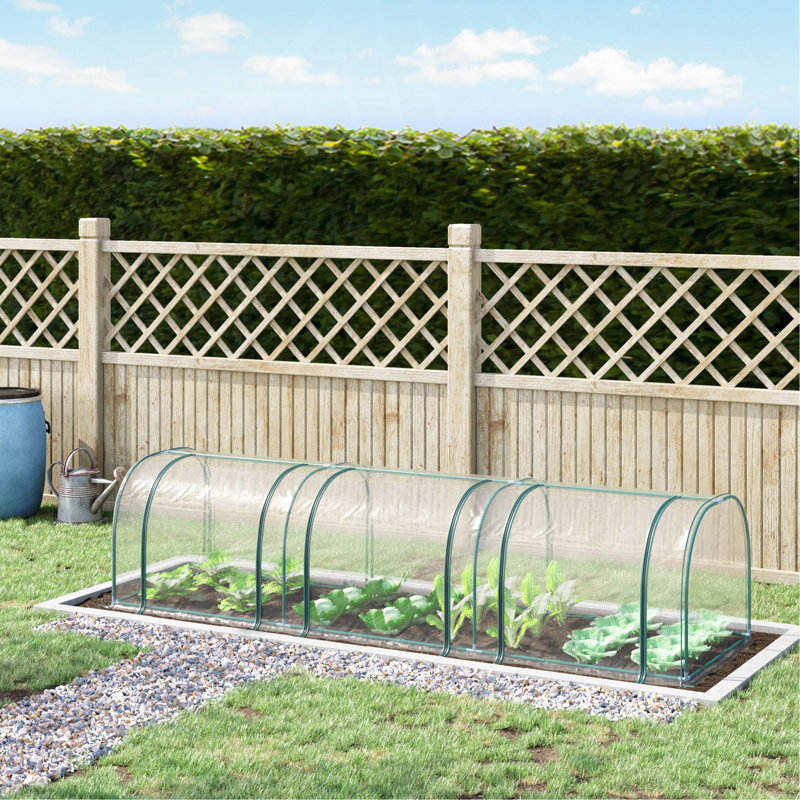 11' X 3' X 2. 5' Mini Greenhouse, Portable Tunnel Green House With Roll - Up Zippered Doors, UV Waterproof Cover, Steel Frame, Clear