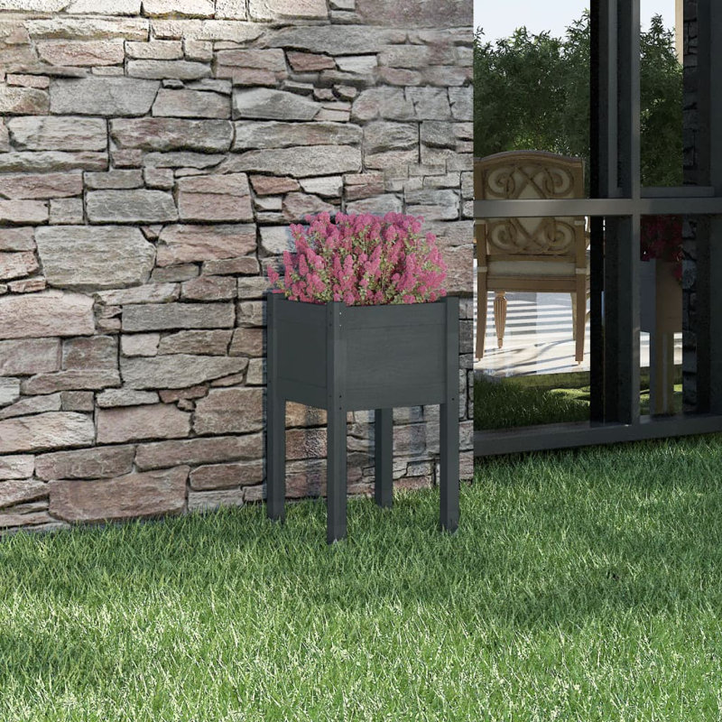 Alasha Wood Planter Box, Grey, 70cm H x 40cm W x 40cm D