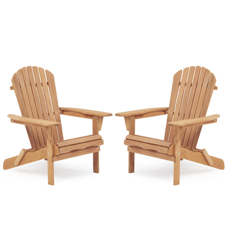 Ensemble de 2 chaises longues en bois pour le jardin Adirondack, Marron clair