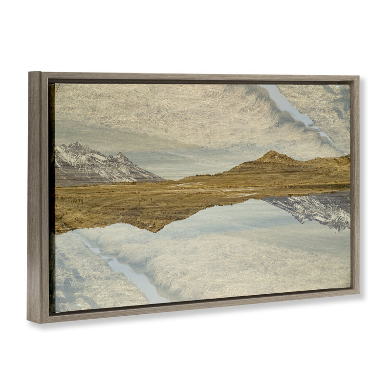 Cadre flottant Reflecting Prairie, par Robin Vandenabeele, Cadre flottant orme Montalcino, H 17 po x l 25 po
