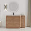 Meuble-lavabo autoportant de 52 po avec lavabo en céramique blanc, 1 petite armoire de rangement, porte à fermeture douce, style chêne imitation, contreplaqué emballé Kd, idéal pour un lavabo lisse et facile à nettoyer