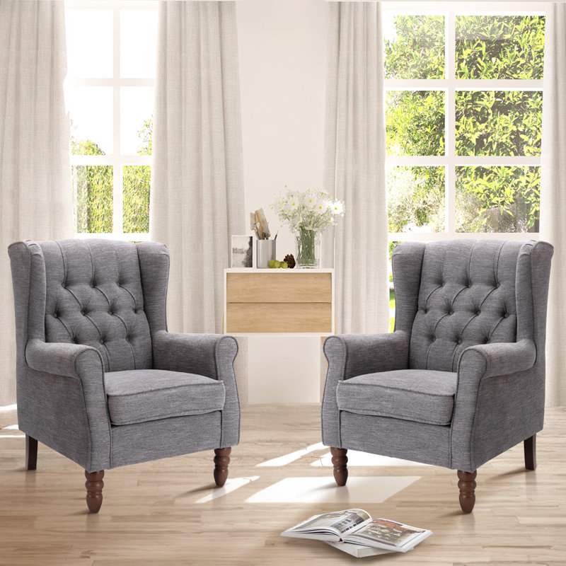 Angiolino Upholstered Armchair, Dark Grey Polyester Blend