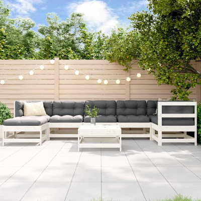  Ensemble de salon de jardin modulaire en bois de pin massif blanc
