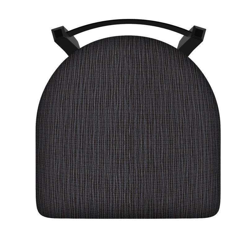 Tabouret de coiffeuse en métal Catalina, Noir froissé, Tissu-graphique ancre