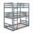 Detachable Triple Rubber Wood Bunk Bed With Ladders, Guardrails-861257479