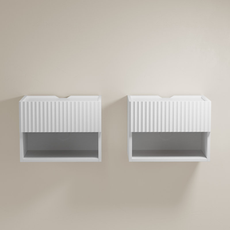 Floating Fluted Nightstands, White
