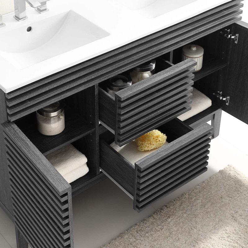 Modway Render 48" Double Sink Bathroom Vanity, Charcoal